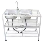 2 layers of dishwasher sink, 3 layers, side panel, 2 -story plates, 49x108x80 cm with faucets, 555