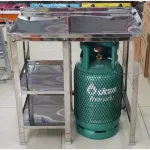 2 gas stove tables can be placed at the bottom tank. With a whole stainless steel shelf Save space, size 76x, 48x, 77 cm, wing 3 cm.