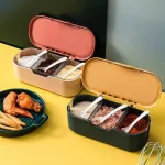 3 -channel additives Storage box in the plastic box with a spoon to spice
