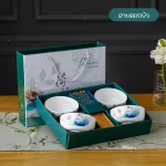 4 ceramic cup sets with chopsticks, ceramic bowls, ceramic cups, heat resistant, souvenirs, souvenirs