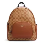 COACH Backpack, COAETED CANVAS backpack and soft leather, have a zipper, easy to use, beautiful color, coach 5671 Court Backpack with Signature Canvas Saddle
