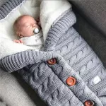 ทารกแรกเกิดผ้าห่มเด็กทารกถักโครเชต์ฤดูหนาวที่อบอุ่นพันห่อถุงนอน