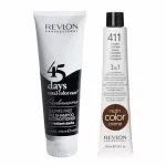 Revlonissimo Total Color Care Shampoo & Conditioner - Radiant Dark 275ml + Revlon Nutri Color Cream 411 Brown 150ml
