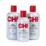 CHI Infra shampoo 355ml- moisture therapy shampoo with treatment 355mll + silk infusion serum 177ml  ชุดแชมพูและทรีตเม้นท์พร้อมเซรุ่มสำหรับผมเสียทุกสภาพ ด้วยโปรตีนใยไหม บำรุงให้ผมนุ่มลื่นมีน้ำหนักจัดทรงง่าย