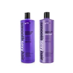Sexyhair Sulfate - Free Smoothing Shampoo 1000ml + Conditioner 1000ml Plus Coconut Oil Free from Silicone, Paraben, Sulfate Fee, Safe Color. Nourish the hair straight