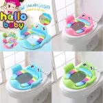 Products in the hand at the secondary toilet toilet, toilet. Children toilet seat Baby toilet sitting