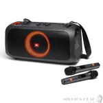 JBL : PartyBox On-The-Go by Millionhead (ลำโพงบลูทูธไร้สายแบบพกพา ที่มาพร้อมกับไมโครโฟนไร้สายถึง2ตัวและมีไฟเอฟเฟคมาให้)