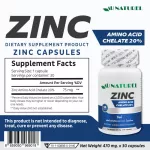 Zinc x 3 ขวด โอเนทิเรล ผลิตภัณฑ์เสริมอาหาร ซิงค์ Zinc AU NATUREL บรรจุ 30 แคปซูล สิว ผม เล็บ ภูมิคุ้มกัน Zinc Amino Acid Chelate
