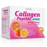 VISTRA Peptide Collagen 4,000mg. Orange Flavor วิสตร้า คอลลาเจน รสส้ม แบบชงดื่ม เพื่อผิวขาวใสเนียนนุ่ม x10ซอง