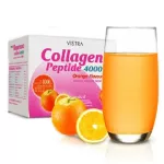 VISTRA Peptide Collagen 4,000mg. Orange Flavor วิสตร้า คอลลาเจน รสส้ม แบบชงดื่ม เพื่อผิวขาวใสเนียนนุ่ม x10ซอง