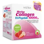 Vistra Marine Collagen Tripeptide 10000 mg. Strawberry Lychee Flavour 10 Sachets/Box Viset Straine Collagen Tripene 10000 mg. Strawberry flavor.