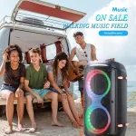 ลำโพงบลูทูธ KIMISO รุ่น QS-8607 จอ LED ลำโพง ไร้สาย ชาร์จไฟได้ การควบคุมระยะไกล แบบพกพา มีไฟหลากสี