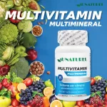 Vitamins and minerals include an ONETIVITAMIN & Multimineral AU Naturel Vitamin A B1 B2 B3 B6 B7 B91 B12.