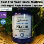 Niasin B3 FLUSH Free Niacin Inositol Nicotinate 1000 mg 60 rapid release Capsules Puritan's Pride®