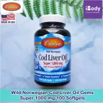 Norwegian cod liver oil from Norway Wild Norwegian Cod Liver Oil Gems, Super 1000 mg 100 Softgels Carlson Labs®
