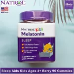Vitamins, sleeping for children, chewing berry, Kids Sleep 1 mg, Ages 4+, Berry Flavor 90 Gummies Natrol®, fast sleep, deep sleep.