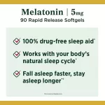 วิตามิน นอนหลับ Sleep Aid 5 mg 90 Rapid Release SoftgelsNature's Bounty® หลับเร็ว หลับลึก หลับสบาย