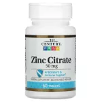 21st Century Zinc Citrate 50 mg 60 Tablets Syncs, 50 milligrams of 60 tablets