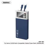 Power bank, backup battery, Remax RPP-189, battery capacity 20000mAh. 5A, fast charging 22.5w, supports PD 20W charging, 2 in1 charging cables.