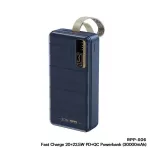 Power bank model RPP-506 Backup battery, 30000mAh, fast charging, PD20W+QC22.5W Powerbank. There is a battery and hand strap.