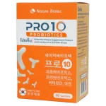Pro10 10 types of probiotics-help with excretion Add good microbes to the body. With 10,000 million cfu-size 30 sachets/ 3 boxes