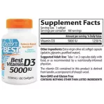 Doctor's Best, Vitamin D3, 125 MCG 5000 IU x 180 Softgels Calcium and Bone