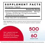 Jarrow Formulas Curcumin Phytosome Meriva 500 MG 60 Veggie Caps Turmeric 60 Capsules