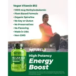 Naturelo Vegan B12 with Spirulina 90 Capsules Vitamin B12 Mixed to Rulina 90 Wigan Capsule