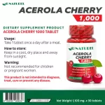 Acerola Cherry 1000 mg. Acerola Cherry 1000 AU Naturel Vitamin C 50 mg. Ascorbic acid 50 mg. Natural Vitamin C