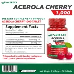 Acerola Cherry 1000 mg. Acerola Cherry 1000 AU Naturel Vitamin C 50 mg. Ascorbic acid 50 mg. Natural Vitamin C