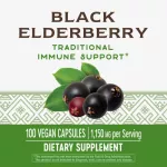Nature's Way Black Elderberry 1,150 mg 100 Vegan Capsules แบล็คอัลเดอร์เบอร์รี่ ป้องกันหวัด 100 เวจจี้แคปซูล