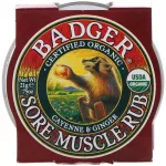 Badger Sore Muscle Rub Cayenne & Ginger 21 g relieves muscle pain.