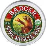 Badger Sore Muscle Rub Cayenne & Ginger 21 g relieves muscle pain.