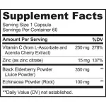 Naturelo Immune Support with Elderberry Vitamin C&O Zinc Plus Echinacea 60 Vegetarian Capsules Alderberry, Vitamin C & Sink + Akkina 60