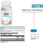 Solaray Biotin 5,000 MCG 60 Vegcaps Biotin 60 Weigi Capsule