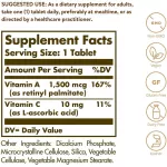 Solgar Dry Vitamin A 1,500 MCG 5,000 IU 100 Tablets 100 vitamin A tablets