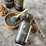 Cold black sesame oil 450 ml. Organic, free from chemicals, skin care, nourishing the heart, nourishing the heart, eating organic black keto, with organic Thailand /ifoam certification.
