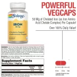 Solaray Iron 50 mg 60 Vegcaps, iron supplement, iron 50 mg 60, Weigi Capsule