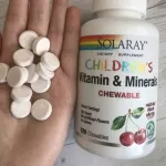 Solaray Kids Vitamins & Minerals, Chewable, Natural Black Cherry, 120 Chewables วิตามินรวมสำหรับเด็ก รสเชอร์รี่ 120 เม็ดเคี้ยว