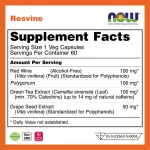 Now Foods, Resvine Natural Resveratrol, 50 mg 60 Veg Capsules " ลดไขมันในหลอดเลือด ต้านอนุมูลอิสระ "