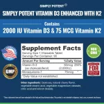 3 vitamin D natural grade formula !!! Simply Potent Vitamin D3 K2 MK7, 90 Chewable Tablets, No.711