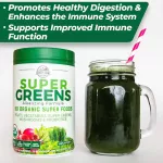 A total of 50 vegetable and fruits powder, Super Greens Alkalizing Formula Unfavored 300 G Country Farms® USDA Organic Green Foods Powder.