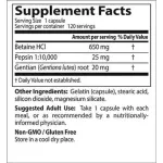 Betel hydrochloride Beta Pi Pepsin and herbs, Jane, digestive protein, Betaine HCL Pepsin & Gentian Bitters 120 Capsules Doctor's Best®