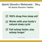 วิตามิน นอนหลับ Sleep Aid 10 mg 45 Quick Dissolve Tablets Nature's Bounty® หลับเร็ว หลับลึก หลับสบาย