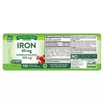Nature's Truth Iron 65 mg 120 Vegetarian Coated Tablets 120 tablets of iron