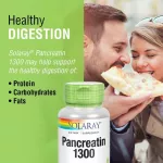 เอนไซม์แพนคริเอติน Pancreatin 1300 mg 90 vegCaps Solaray® ระบบย่อยอาหาร