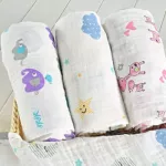 ผ้าห่อตัวผ้ามัสลินนิ่ม 120x120 CM ผ้าห่อตัวทารก ผ้าห่อตัวผ้ามัสลิน Organic Cotton 100% เกรด A ขนาด 120x120 cm นิ่มมาก