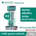 แพ็ค 3 Dentiste Repaire Toothpaste 70 GM. ยาสีฟัน ซ่อมแซมฟันสึกกร่อนผุ ลดอาการเสียวฟัน ฟลูอออะพาไทต์ แบบปั๊ม 70 กรัม เดนทิสเต้