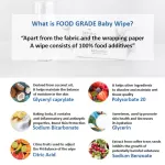 Babies, Skin, Wisdom, wet tissue, food grade, wet tissue, degradable in the water, refill without lid, 60 pieces per pack.*10 packs imported from Korea.