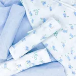 ผ้าอ้อมสาลู Mimibabe The happy duck collection สีฟ้า บรรจุ 6 ผืน ผลิตจากเส้นใย cotton 100%  ไม่มีสารเคมี ส